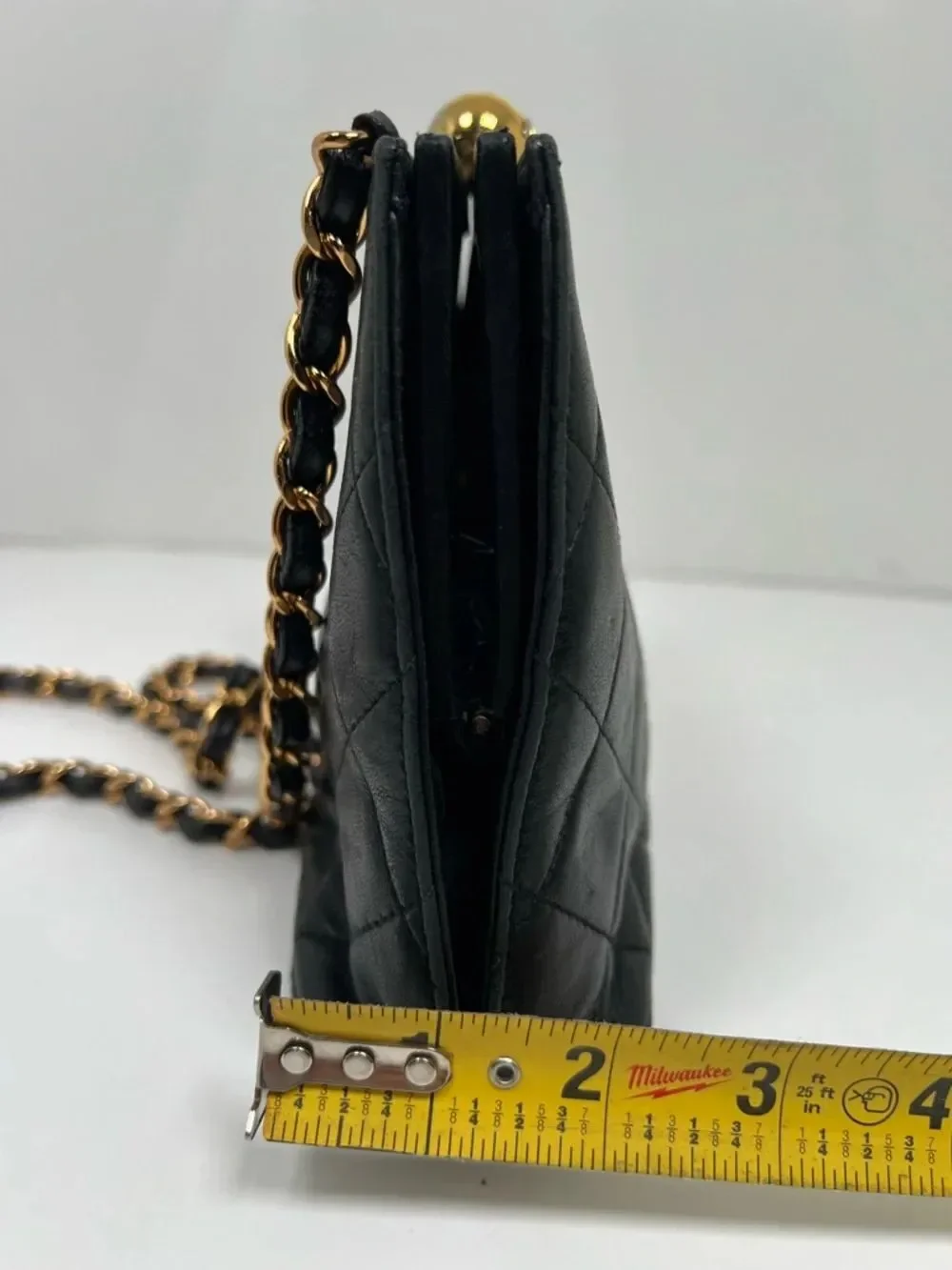 Chanel Vintage Black Quilted Lambskin CC Ball Chain Shoulder Crossbody Bag
